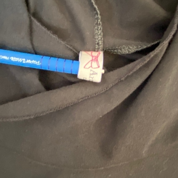 Artistic Taste Cross Neck Hooded Long Sleeve Top with Thumb Holes Sz Med Black - Picture 5 of 7